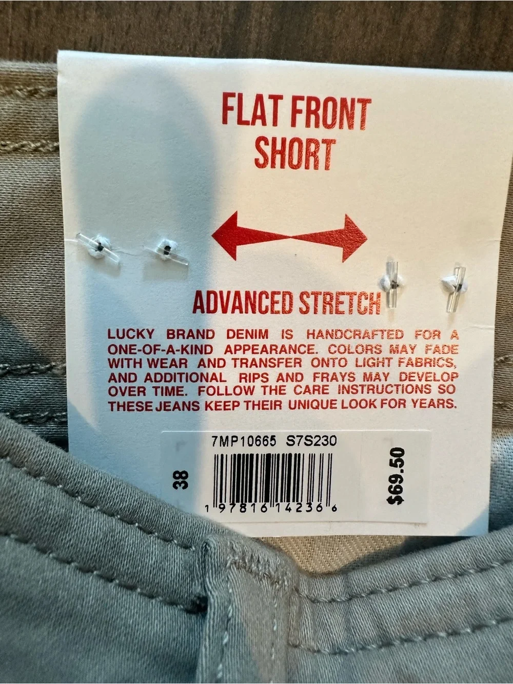Lucky Brand Beige Flat-Front Cotton Shorts 38